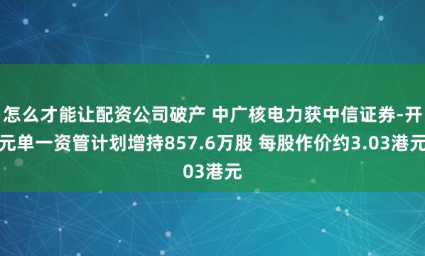 怎么才能让配资公司破产 中广核电力获中信证券-开元单一资管计划增持857.6万股 每股作价约3.03港元