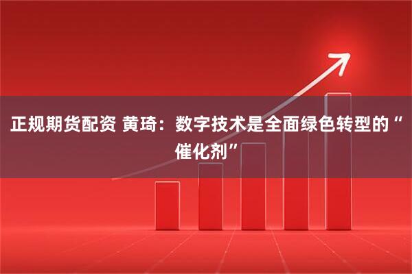 正规期货配资 黄琦：数字技术是全面绿色转型的“催化剂”